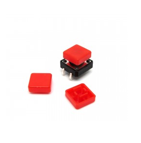 Bouton carrée rouge pour bouton poussoir Noir 12x12x7mm