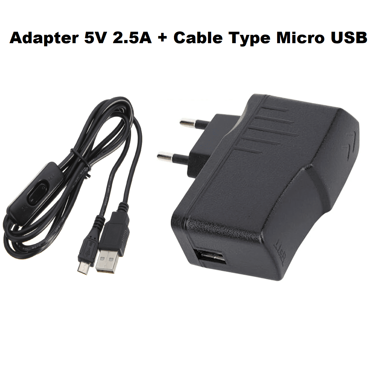 Adaptateur 5V 2.5A + Cable Micro USB avec bouton On/Off DIDACTICO TUNISIE