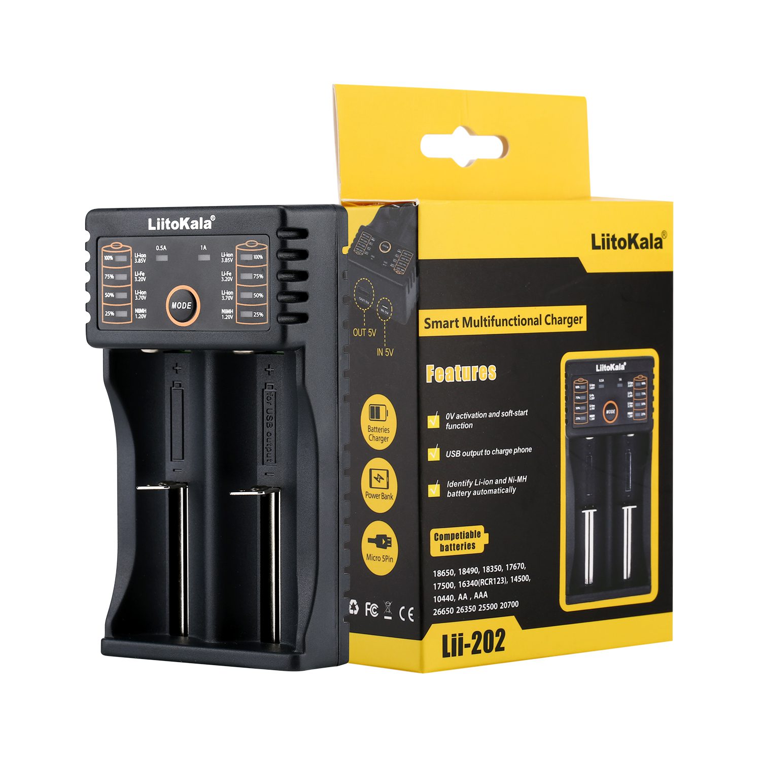 Chargeur double batteries 18650 Lii-200 DIDACTICO TUNISIE