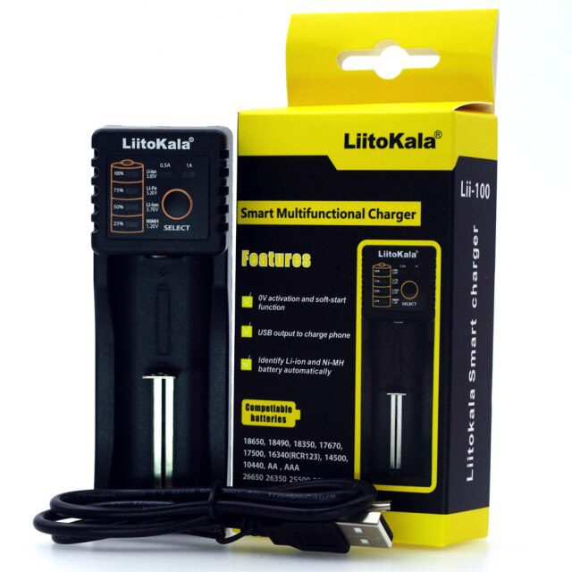 Chargeur simple batterie 18650 Lii-100 DIDACTICO TUNISIE