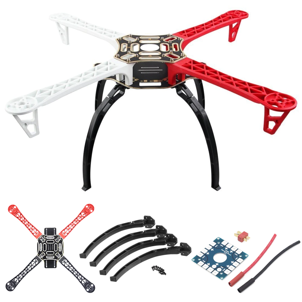Chassis Quadcopter F450 Rouge et blanc + support pieds DIDACTICO TUNISIE