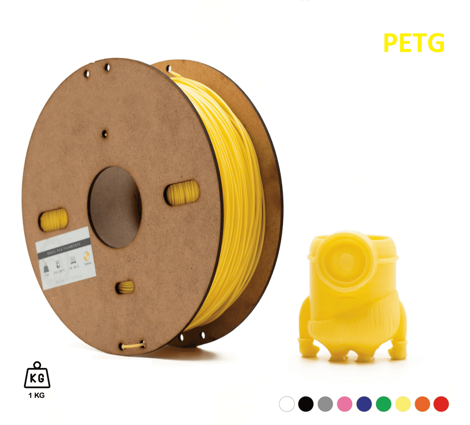 Filament 3D PETG JAUNE 1.75mm filament 3d petg jaune 175mm