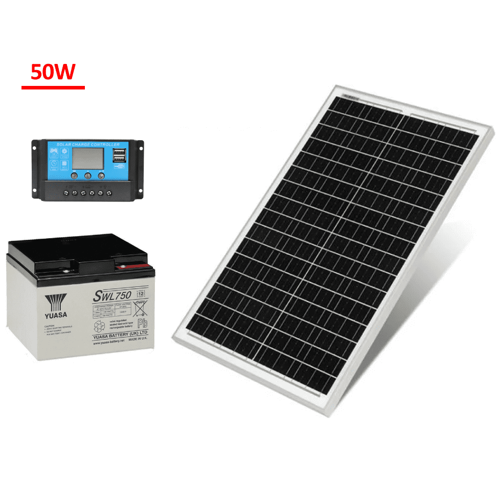Kit Panneau solaire 50W contrôleur de charge 30A Batterie12V