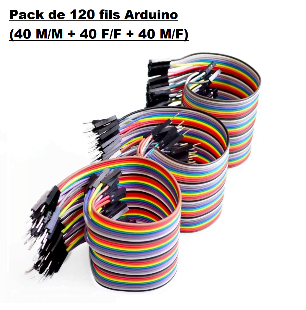 Pack de 120 fils Arduino ( 40 M/M + 40 F/F + 40 M/F) DIDACTICO TUNISIE