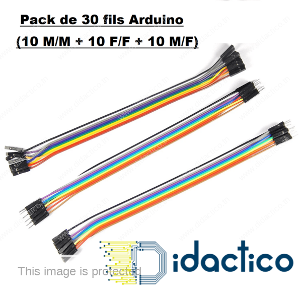 Pack de 30 fils 20cm Arduino DIDACTICO TUNISIE