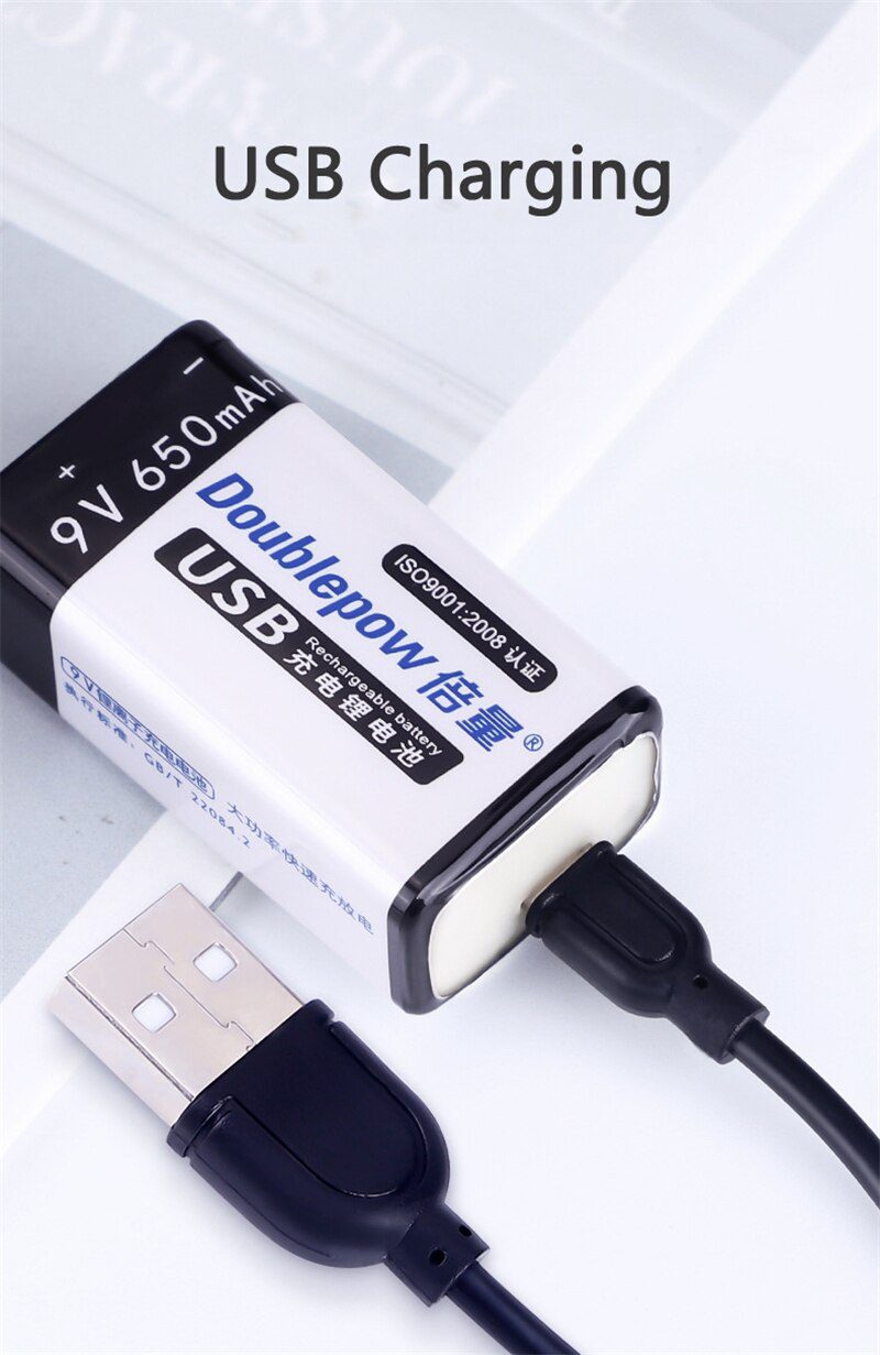 Pile Rechargeable 9V 650mAh 6F22 Micro USB DIDACTICO TUNISIE