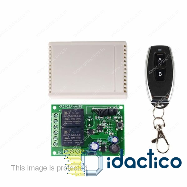 Module de controle relais 2NO+2NC 12VDC 433Mhz + télécommande sans fils DIDACTICO TUNISIE